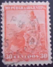 Selo postal da Argentina de 1899 Allegory Liberty Seated 30