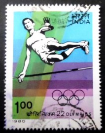 Selo postal da Índia de 1980 High Jump