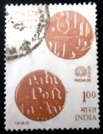 Selo postal da Índia de 1980 Copper Pre-payment Ticket