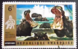 Selo postal de Ruanda de 1972 Hippopotamus