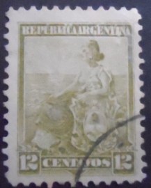 Selo postal da Argentina de 1901 Allegory Liberty Seated 12