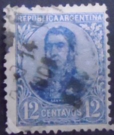 Selo postal da Argentina de 1909 General San Martín 12 A
