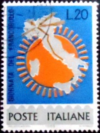 Selo postal da Itália de 1965 Highway to the Sun