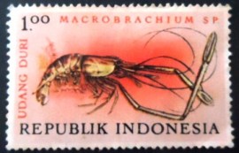 Selo postal da Indonésia de1963 Duri Freshwater Shrimp