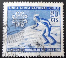 Selo postal do Chile de 1965 Ski-Jumper