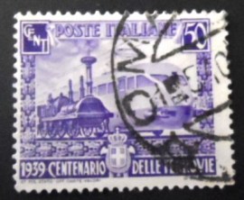 Selo postal da Itália de 1939 Locomotive and ETR200 1939