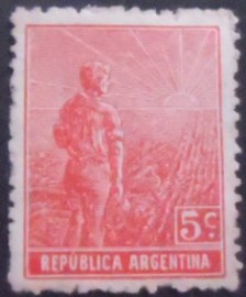 Selo postal da Argentina de 1915 Agricultural Worker