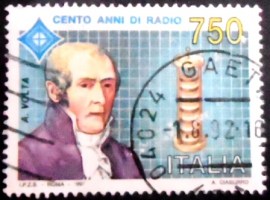 Selo postal da Itália de 1992 Alessandro Volta