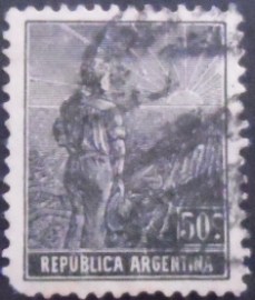 Selo postal da Argentina de 1912 Agricultural Worker