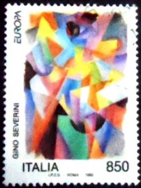 Selo postal da Itália de 1993 Dynamism of Colored Shapes