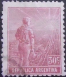 Selo postal da Argentina de 1912 Agricultural Worker