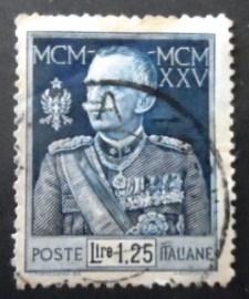 Selo postal da Itália de 1926 Portrait of Vittorio Emanuele III