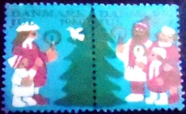Se-tenant postal da Dinamarca de 1980 Christmas 1980 49