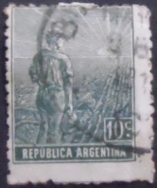 Selo postal da Argentina de 1911 Agricultural Worker