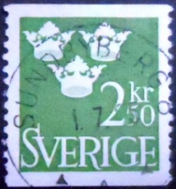 Selo postal da Suécia de 1961 Three Crowns 2,50