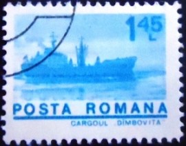 Selo postal da Romênia de 1974 Freighter Dimbovita