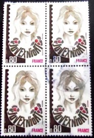 Quadra de selos postais da França de 1978 JUVEXNIORT
