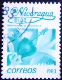 Selo postal da Nicarágua de 1983 Malvaviscus arboreus