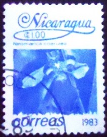 Selo postal da Nicarágua de 1983 Neomarica coerulea