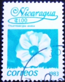 Selo postal da Nicarágua de 1983 Thumbergia alata