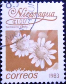 Selo postal da Nicarágua de 1983 Senecio sp.
