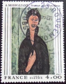 Selo postal da França de 1980 Woman with blue eyes