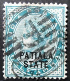 Selo postal da Índia Patiala de 1892 Queen Victoria ½