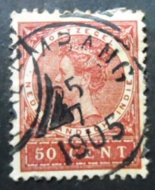 Selo postal Índias Holandesas de 1905 Queen Wilhelmina 50