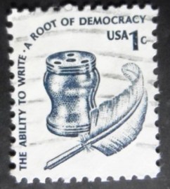 Selo postal dos Estados Unidos de 1977 Inkwell and Quill