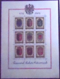Bloco postal da Áustria de 1976 Provincial arms