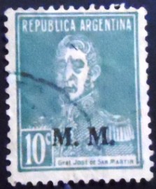 Selo postal da Argentina de 1925 Ministry of Marine 10
