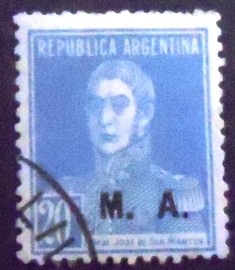 Selo postal da Argentina de 1925 Ministry of Agriculture 20