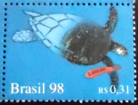 Selo postal do Brasil de 1998 Tartaruga