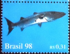 Selo postal do Brasil de 1998 Great Barracuda