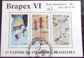 Bloco postal do Brasil de 1984 Brapex VI Pinturas Rupestres