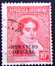 Selo postal da Argentina de 1935 Bernardino Rivadavia 10