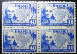Quadra de selos postais do Brasil de 1947 Harry Truman