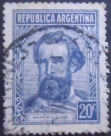 Selo postal da Argentina de 1936 Martín Güemes
