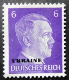 Selo postal da Ucrânia de 1941 Overprint UKRAINE over Hitler