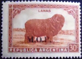 Selo postal da Argentina de 1936 Merino Sheep MOP