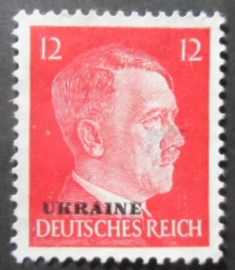 Selo postal da Ucrânia de 1941 Overprint UKRAINE over Hitler