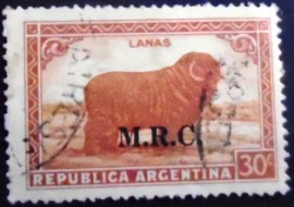 Selo postal da Argentina de 1936 Merino Sheep MRC