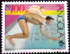 Selo postal da Angola de 1991 Natação