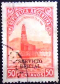 Selo postal da Argentina de 1937 Oil well SERVICIO OFICIAL