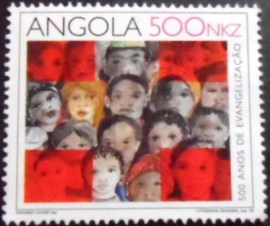 Selo postal da Angola de 1992 Faces of people
