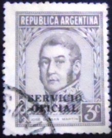 Selo postal da Argentina de 1939 José Francisco de San Martin ovpt