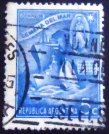 Selo postal da Argentina de 1944 2 Ships and a Sailboat