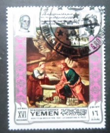 Selo postal do Yemen de 1970 La samaritana al pozzo