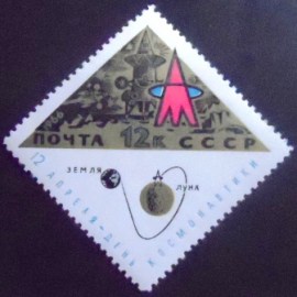 Selo postal da União Soviética de 1966 Cosmonautics Day