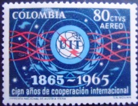 Selo postal da Colômbia de 1965 Electromagnetic Waves
